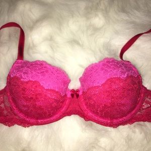 Pink and Red lace VS bra